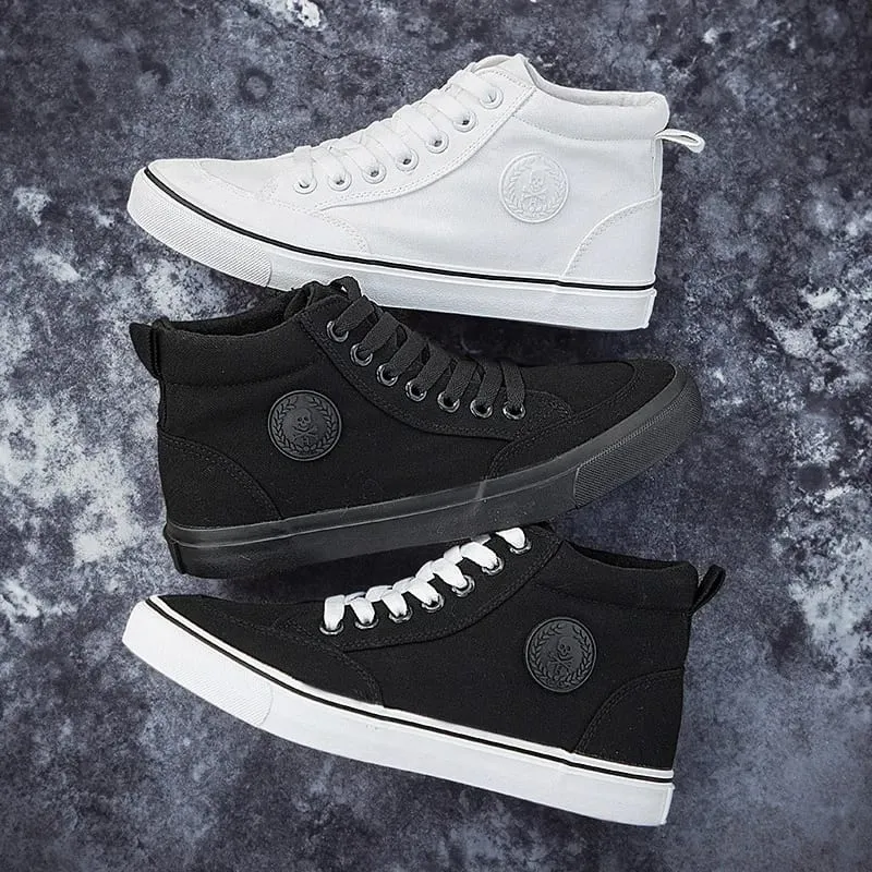 Classic Men Canvas Shoes Spring Autumn Fashion Solid Color Men Vulcanized Shoes Lace-up White Casual Shoes Men Sneakers — image 3