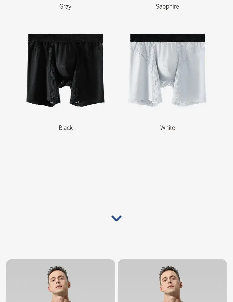 Mens Underwear Modal Boxers Shorts Hombre Solid Mesh Breathable Pouch Panties Man Long Leg Underpants Cueca Calzoncillos XL-6XL — image 11