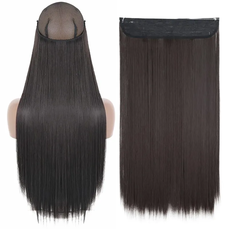 Synthetic No Clip Wave Hair Extensions Hidden Secret False Hairpiece One Piece Fish Line Fake Hair Piece — image 10
