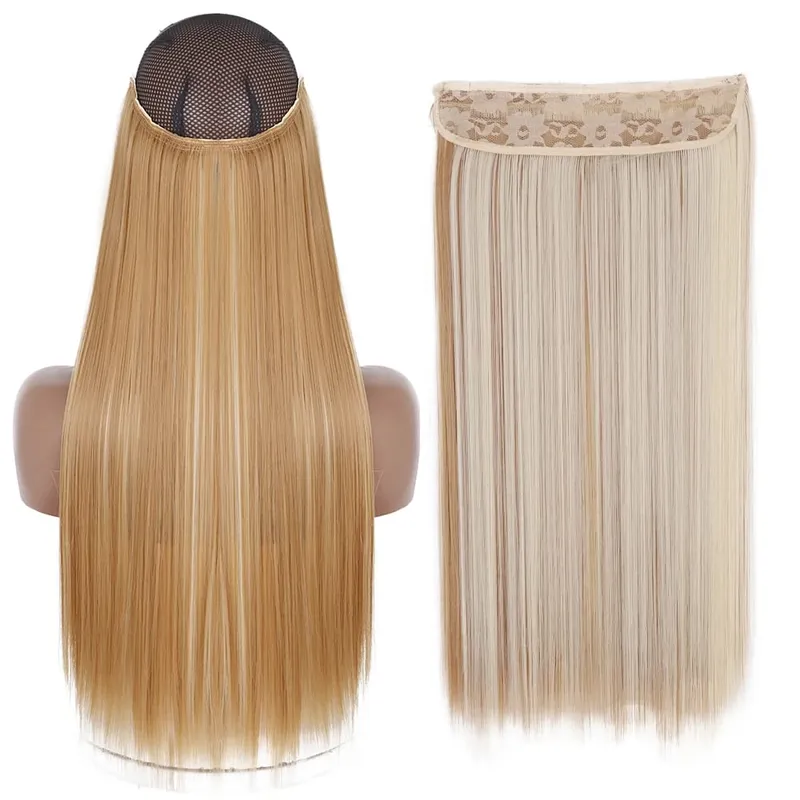 Synthetic No Clip Wave Hair Extensions Hidden Secret False Hairpiece One Piece Fish Line Fake Hair Piece — image 26