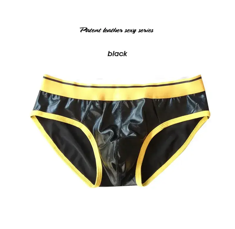 Sexy Men's Underwear Patent Leather Briefs Jockstrap Stretch Sissy Pouch Panties Underwear Briefs Male Fashion Comforty — image 6