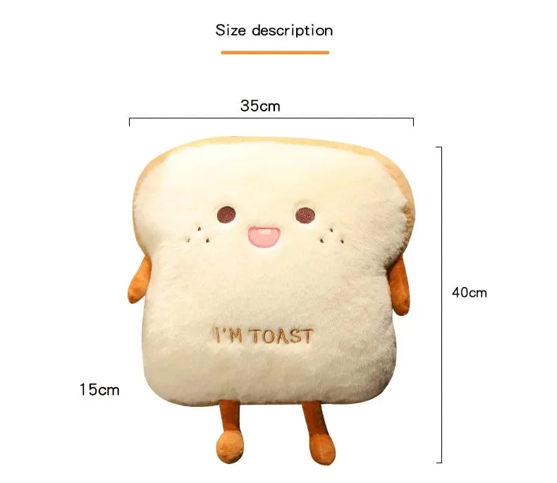 Plush Bread Pillow Cute Simulation Food Toast Soft Doll Warm Hand Pillow Cushion Home Decoration Kids Toys Birthday Gift