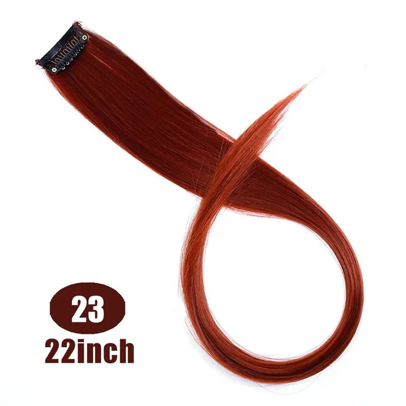 Lupu Synthetic Long Straight Rainbow Highlight Colored Hair Extensions Clip In Fake Hair Pieces For Women Heat Resistant — image 25
