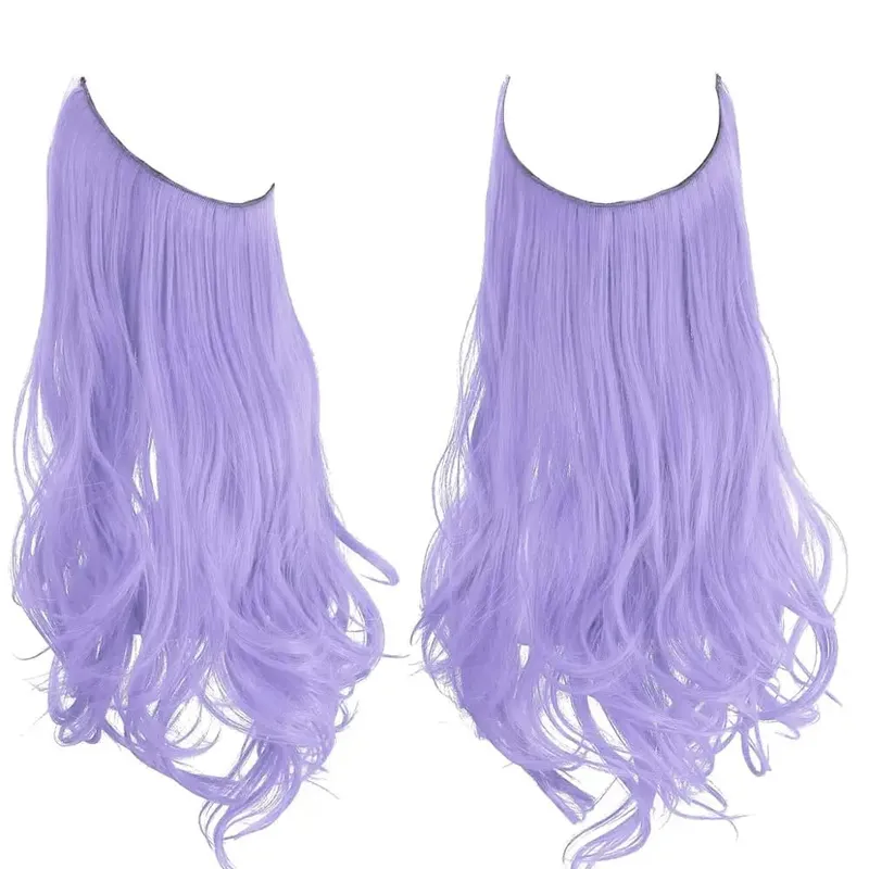 Synthetic Hair Extensions No Clips Fake Ombre Pink Blonde Brown Black Natural Wavy False Hair Piece For Woman — image 25