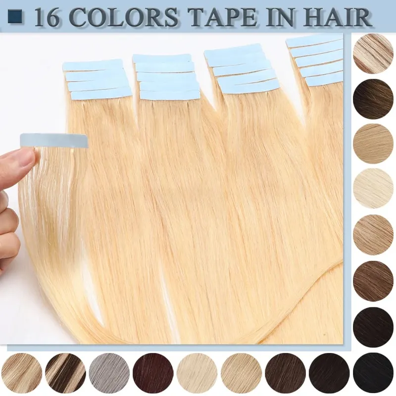 S-noilite Tape In Human Hair Extensions 2.5g/pc Straight Glue In Real Hair Extensions Human Hair Seamless Invisible Double Sides