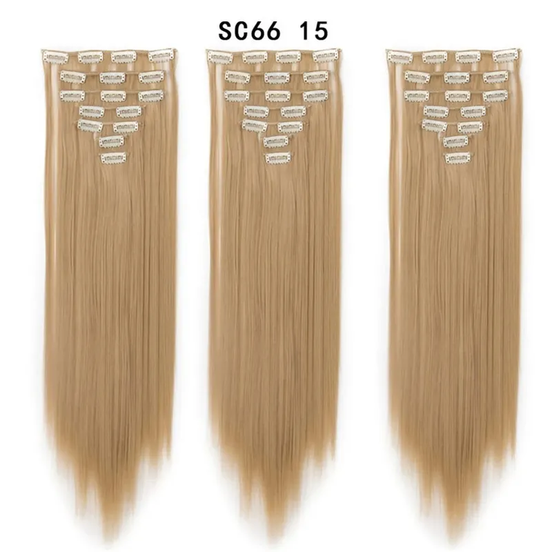 24Inch Synthetic Long Straight Hair Extensions 7pcs/Set 16 Clips in High Tempreture Fiber Synthetic Red Black Brown Hair Piece — image 11