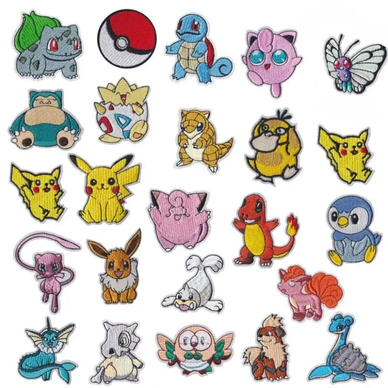 30 Style Cloth Patch Pikachu Charizard Clothes Stickers Sew on Embroidery Patches Applique Iron on Clothing Cartoon DIY Garment — image 2