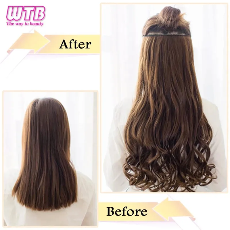 WTB Synthetic 100cm 5 Clip In Hair Extension Heat Resistant Long Straight Black Fake Hairpiece for Women Natural Fake Hair 5 Siz — image 4