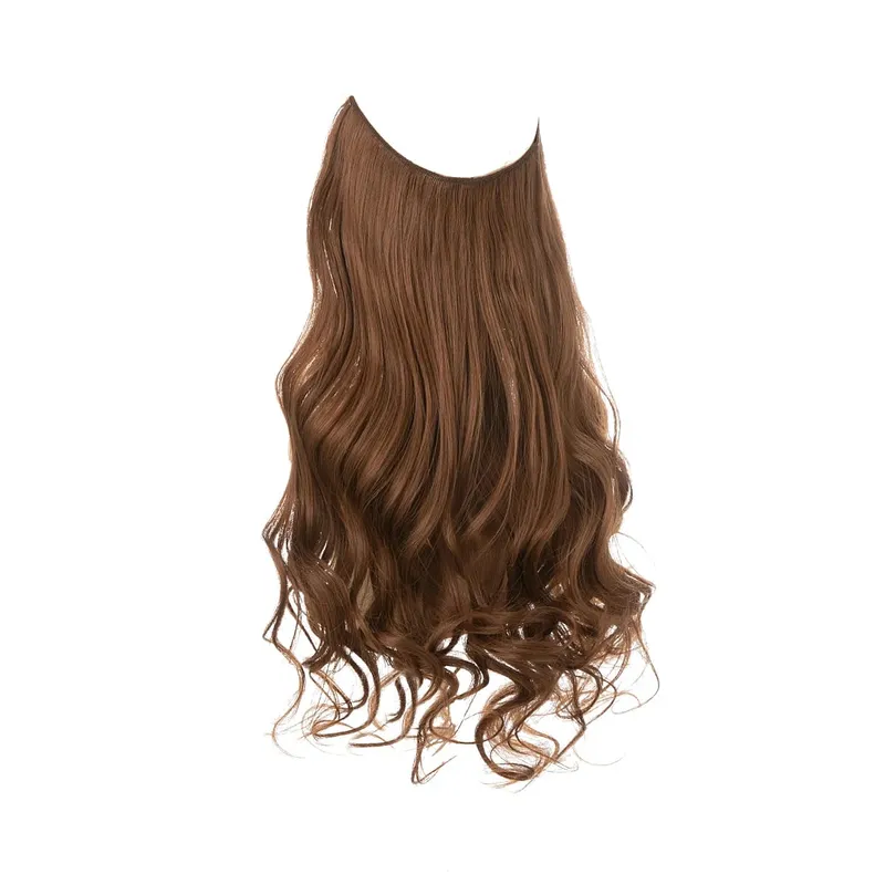Synthetic No Clip Wave Hair Extensions Ombre Natural Blonde One Piece False Hairpiece Fish Line Fake Hair Piece