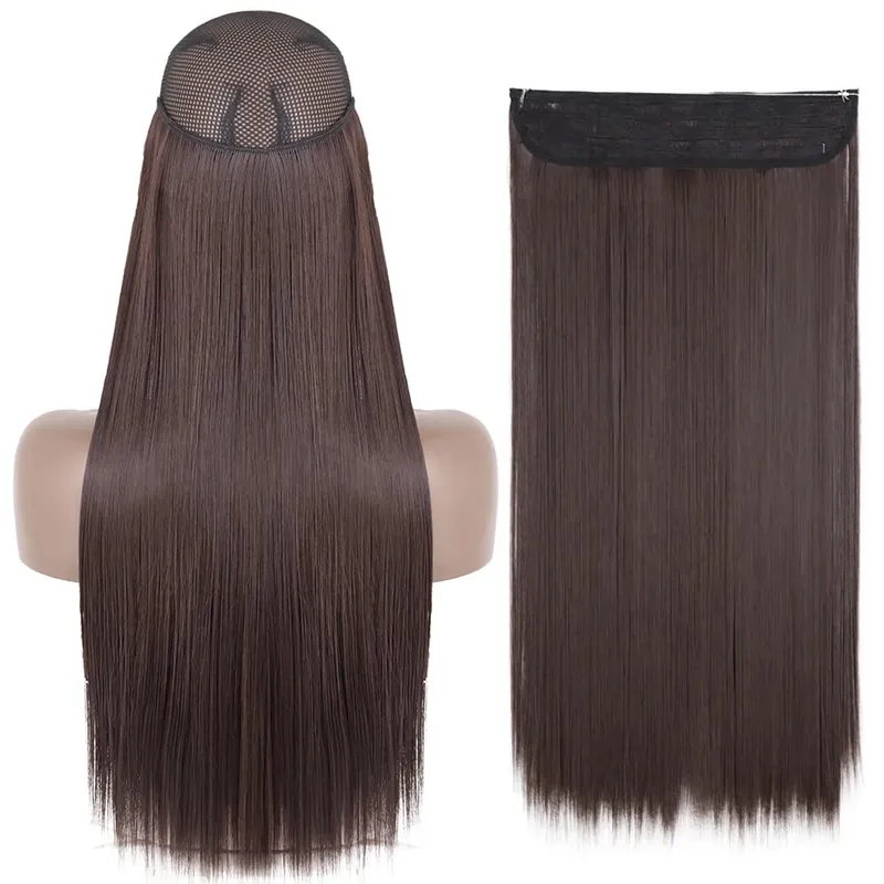 Synthetic No Clip Wave Hair Extensions Hidden Secret False Hairpiece One Piece Fish Line Fake Hair Piece — image 12