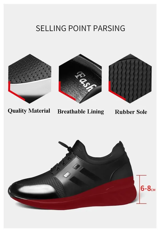 oein 2022 Men's Sneakers Quality 6CM Increasing British Shoes New Breathable Summer Casual Sneakers Big Size Office Shoes Men — image 9