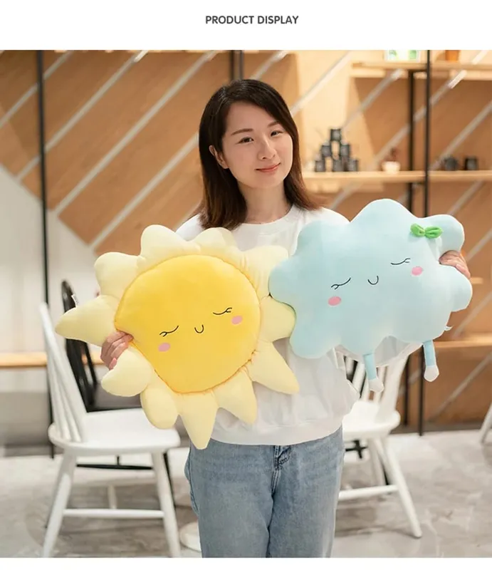 Cute Sun Cloud Plush Pillow Stuffed Soft Creative Plush Sun Cloud Toy Car Pillow Home Decor Kids Toys — image 10
