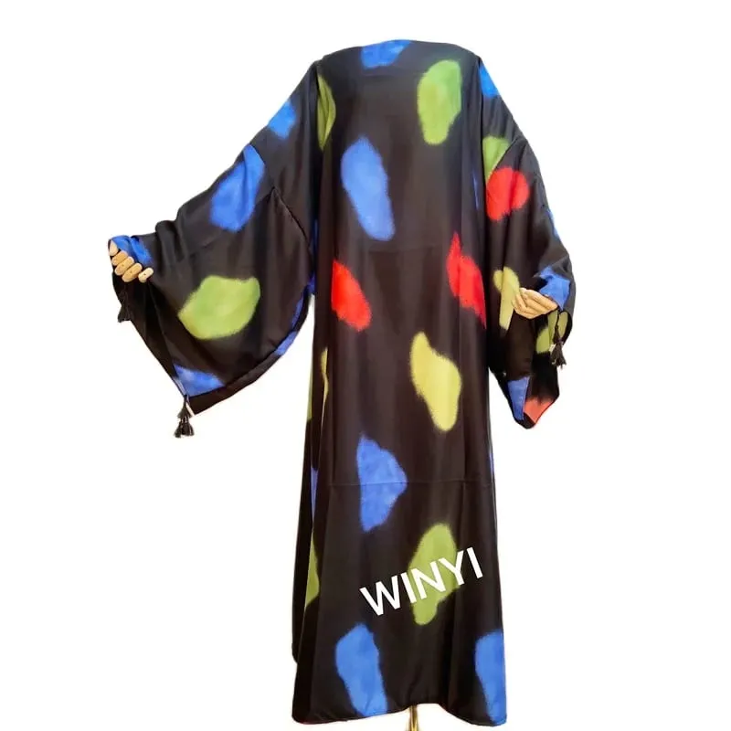 Cotton Robe Femme Hiver Платье Elegant Long Sleeve Мусульманские Комплекты Splicing Stripe Print Female Dresses Vestdios Abaya — image 34