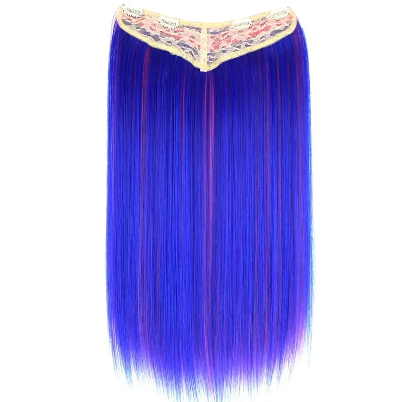 Heat Resistant Synthetic Fiber 140gr Silky Straight 4 clips on V shaped clip in hair Extensions VC006 — image 6