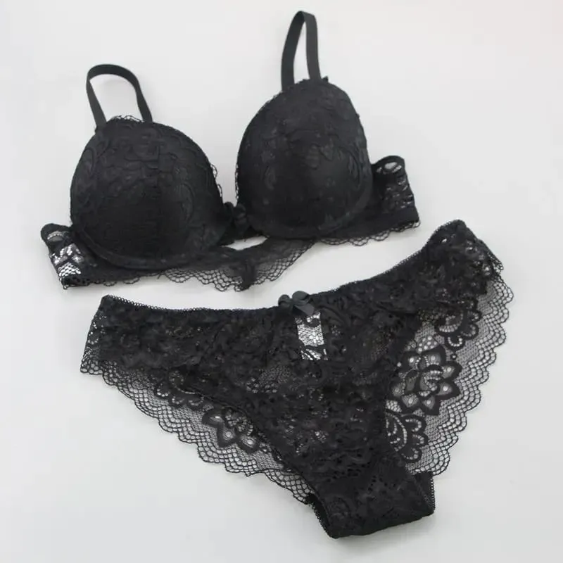 2022 New Lace Drill Bras Set Women Plus Size Push Up Underwear 34/75 36/80 38/85 40/90 42/95 ABCD Cup For Female Lingerie — image 6