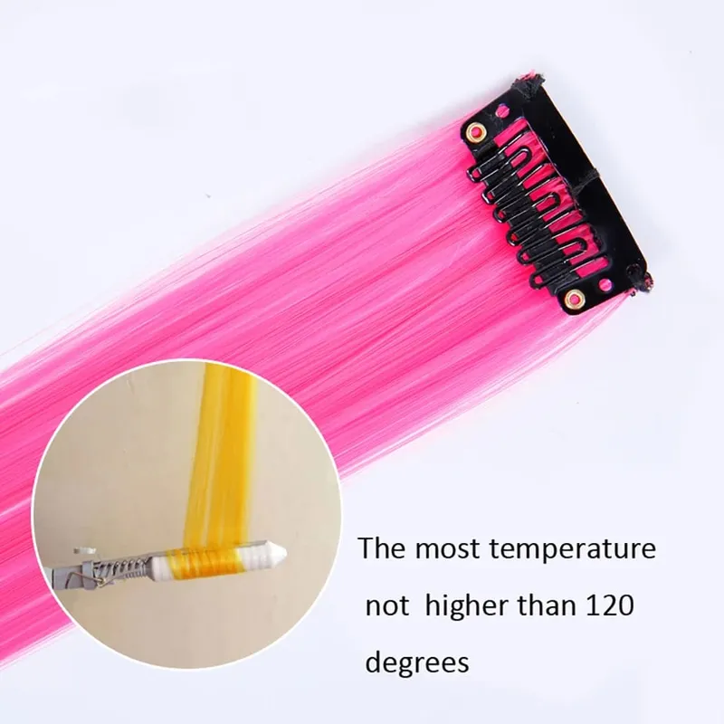 Lupu Synthetic Long Straight Rainbow Highlight Colored Hair Extensions Clip In Fake Hair Pieces For Women Heat Resistant — image 3