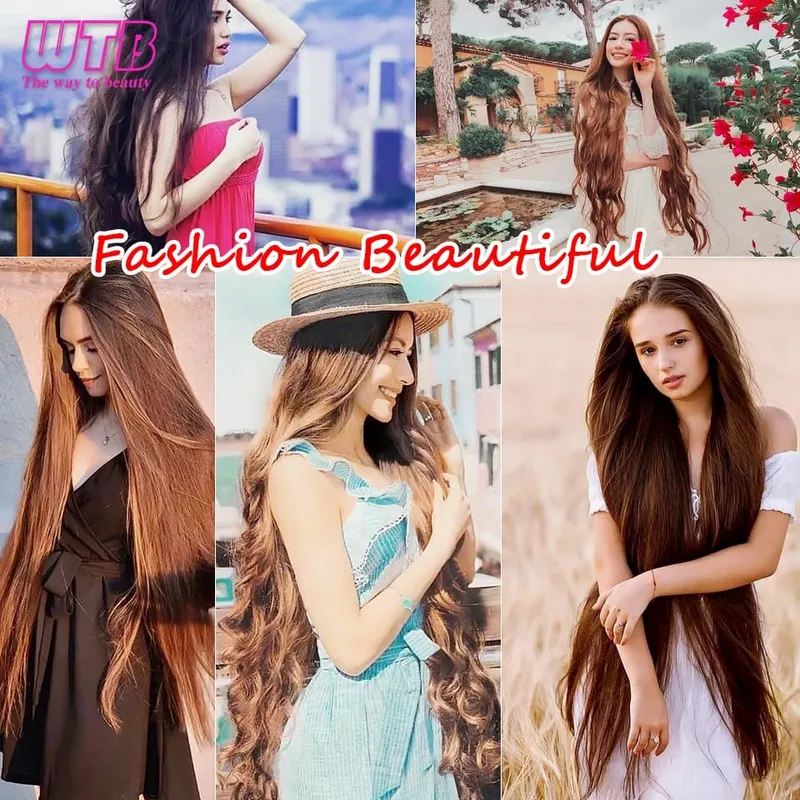 WTB Synthetic 100cm 5 Clip In Hair Extension Heat Resistant Long Straight Black Fake Hairpiece for Women Natural Fake Hair 5 Siz — image 7
