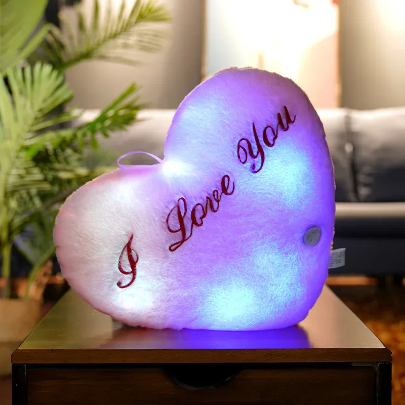 1pc 35CM Glowing Heart Shaped Plush Pillow Stuffed Decorate I LOVE U Colorful Luminous Toy Kids Companion Present Lovers Gift — image 11