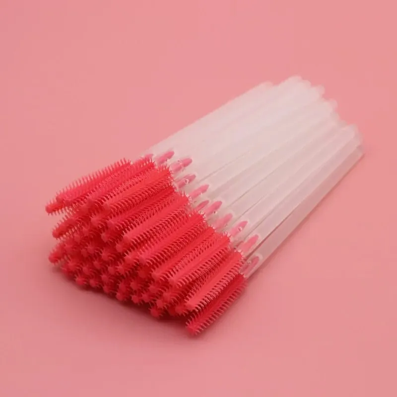 Hot 50 Pcs Disposable Silicone Eyelashes Brushes Transparent Rod Mascara Stick Eye Lash Brush Eyelash Extension Makeup Tools