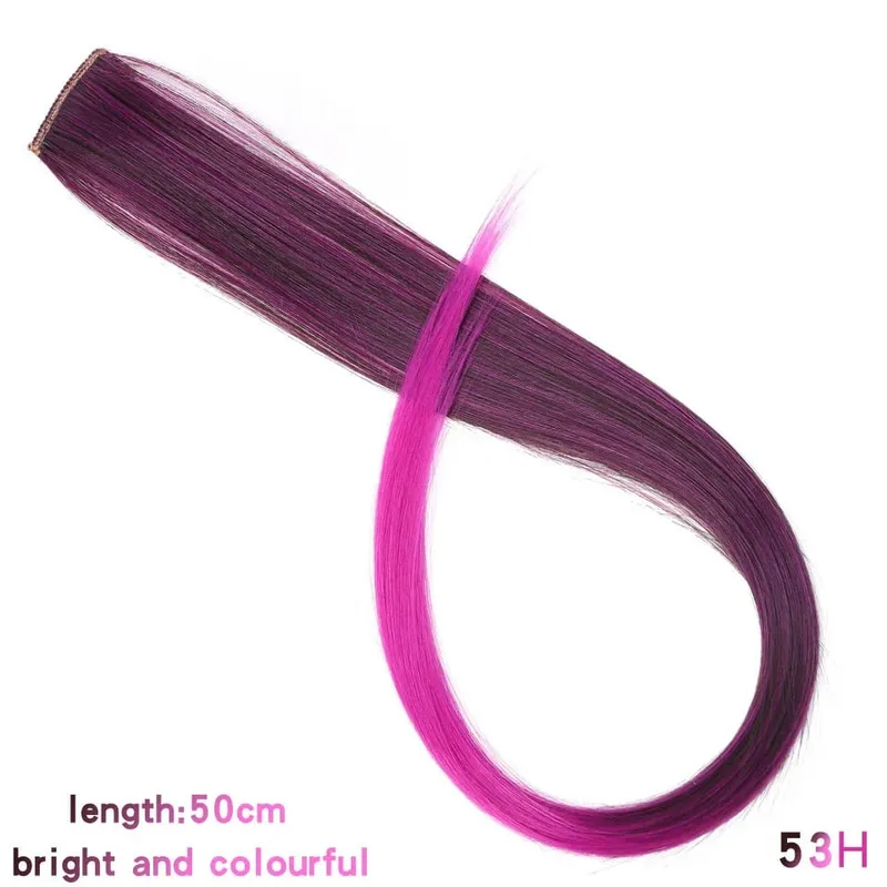 Lupu Synthetic Long Straight Rainbow Highlight Colored Hair Extensions Clip In Fake Hair Pieces For Women Heat Resistant — image 28