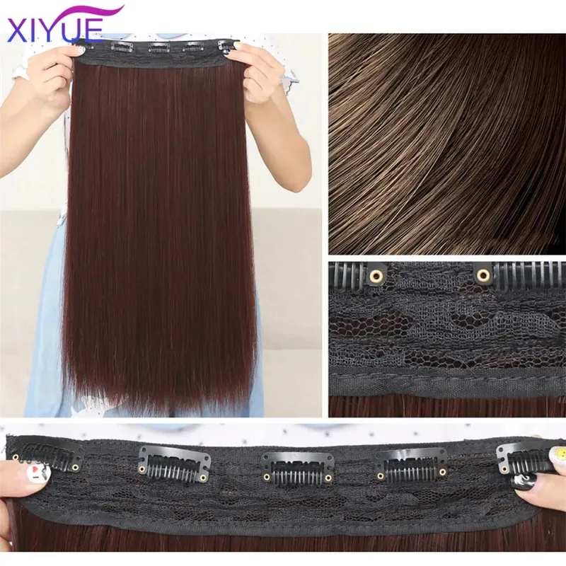 5 Clips Synthetic Hair Long Straight Clip In Hair Extensions False Hair Black Hair Pieces for Women — image 4