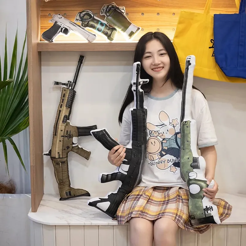 Creative PUBG Game Props Gun Plush Toy Soft Stuffed Pillow Doll Air Drop Box Fun and Creative Gift for Friend Children Kids Boy
