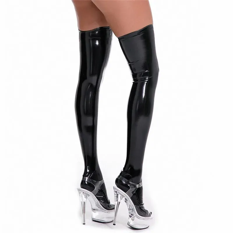Sexy Latex PU Micro Mini Dress Shiny Zipper Open Bust Sleeveless Costume Tight Dress Elastic Bodycon Pack Hip Leoatrd Dress — image 9