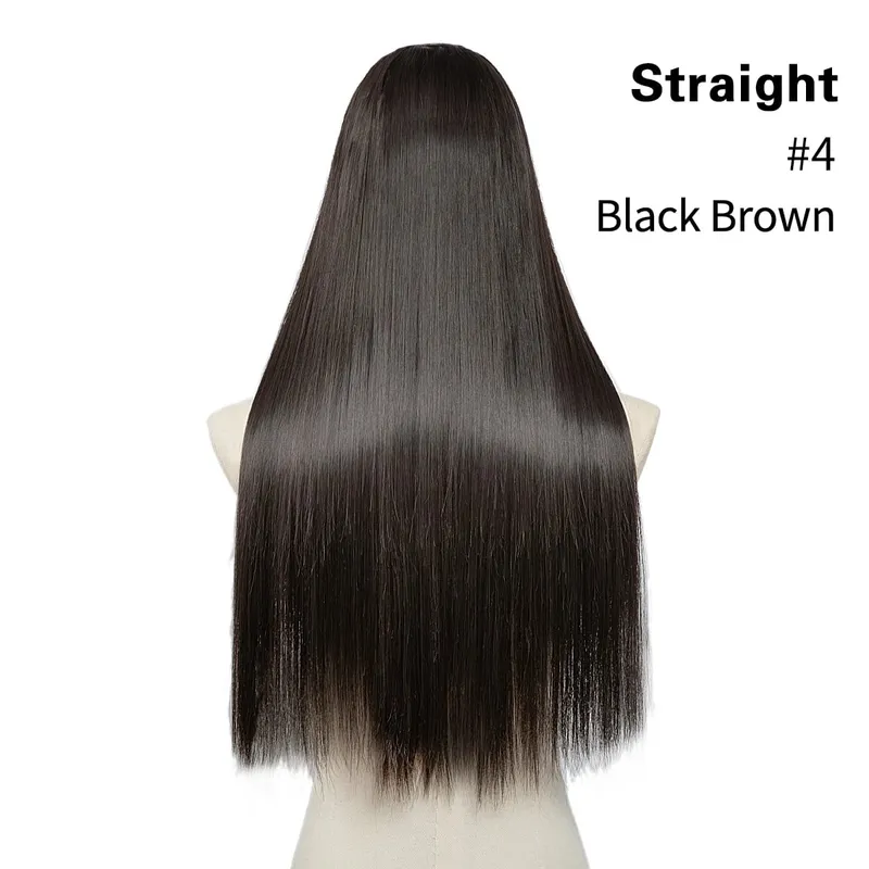 Premium Synthetic Straight U Part Clip in Hair Extension Long Daily Use Clip-on Natural Thick Fake Blonde Hairpieces For Woman — image 10