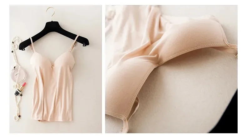 2024 Retro Vintage Basic&Casual Contracted wind Women Padded Bra Spaghetti Strap V Neck Vest Cami Tank Tops Shirt Blouse — image 7
