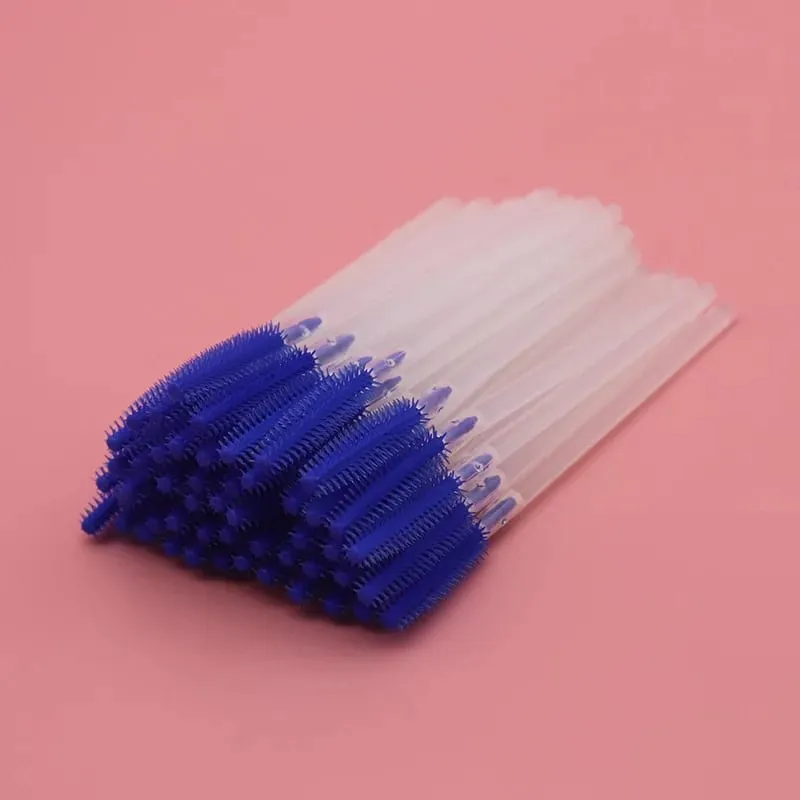 Hot 50 Pcs Disposable Silicone Eyelashes Brushes Transparent Rod Mascara Stick Eye Lash Brush Eyelash Extension Makeup Tools