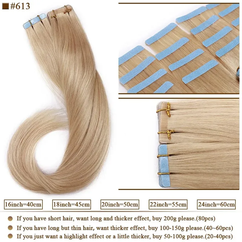 S-noilite Tape In Human Hair Extensions 2.5g/pc Straight Glue In Real Hair Extensions Human Hair Seamless Invisible Double Sides