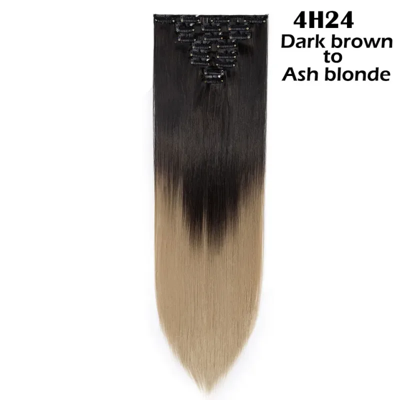 S-noilite Synthetic 8PCS/Set 18Clips Clip in Hair Extensions Long Straight Hair Extension Clip in Hair for Women — image 35