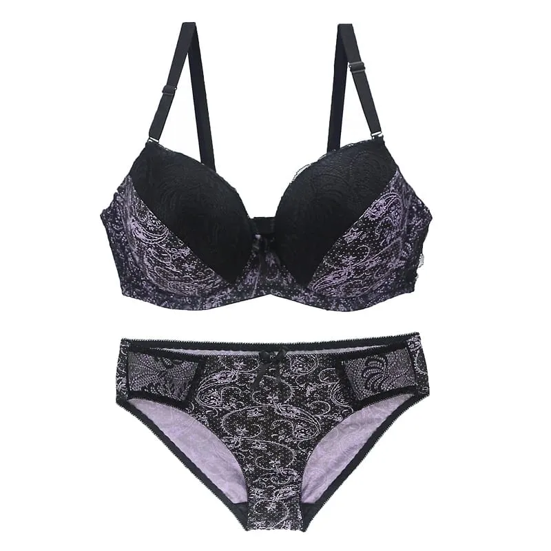 New Sexy Lace Shoulder Strap Bras Set Ladies Push Up Large Size Lingerie Plus Underwire BCDE Cup Underwear