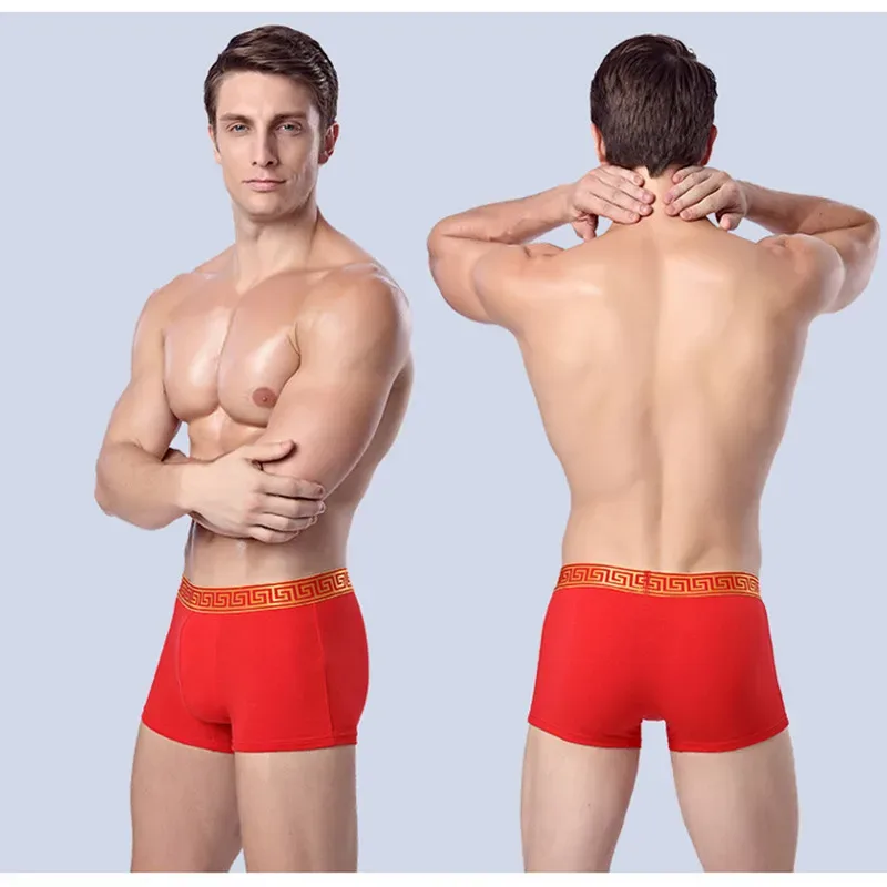 Men's Underwear Cotton Wedding Red Boxer For Men — image 9