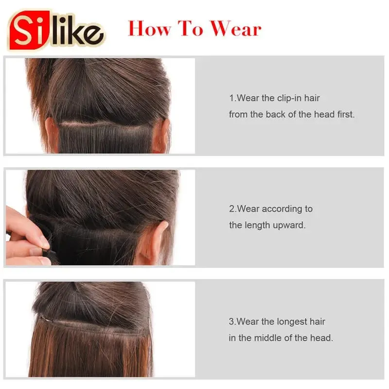 Silike 32inch Synthetic Wavy Clips in One Piece Hair Extensions 17Colors Heat Resistant Fiber Hair Extension for Women — image 6