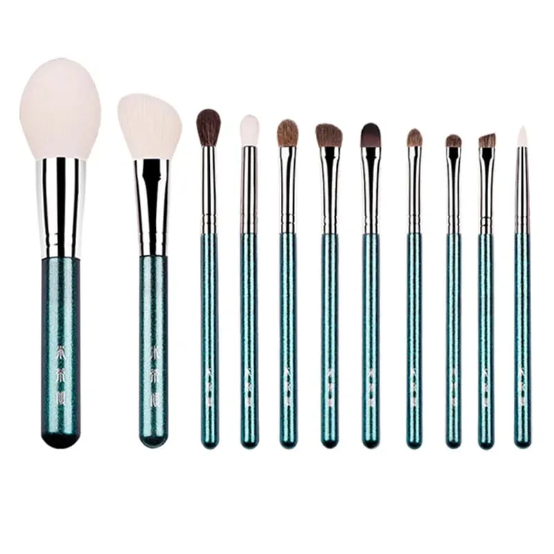 11pcs/set Pro Goat hair Makeup brushes Set Powder Blusher Concealer Eye shadow Blending Contour eyebrow smudge Make up brushes — image 2