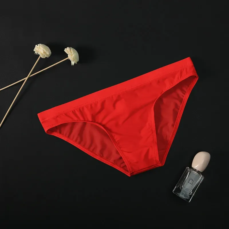 Summer Ice Silk Man Solid Transparent Low Waist Underwear Seamless Breathable Soft Tight Thin Fashion Yong Male U Convex Breifs — image 9