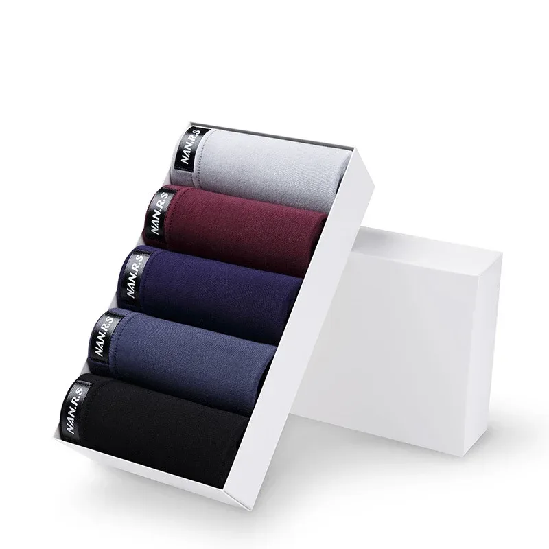 5Pcs Top Quality Men Underwear Boxer Shorts Men's Sexy Solid Underpants Boxershorts Boxer For Mens Male Panties Cotton plus Size — image 2