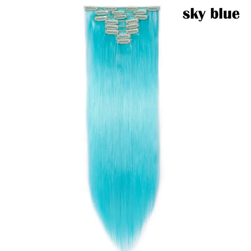 S-noilite Synthetic 8PCS/Set 18Clips Clip in Hair Extensions Long Straight Hair Extension Clip in Hair for Women — image 22