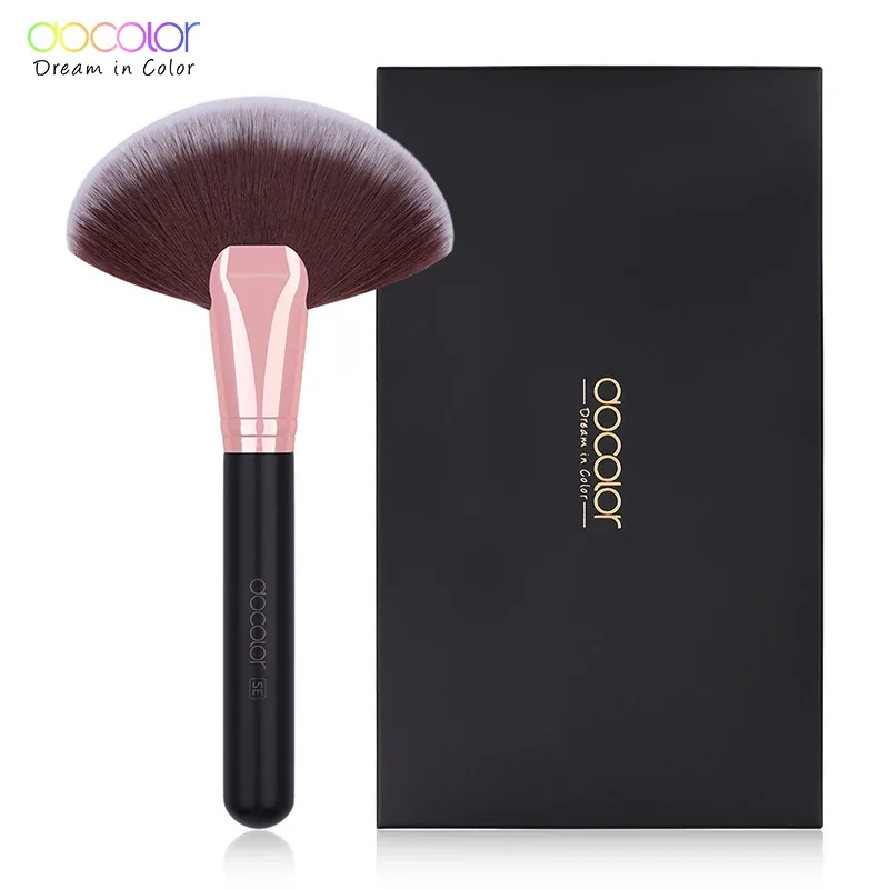 Docolor 1Pcs Soft Large Fan Makeup Brush Foundation Blusher Powder Highlighter Powder Brushes Cosmetic Professional Women Face — image 9
