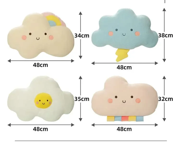 Cute Emotion Face Weather Pillow Stuffed Plush Thunder Dark Clouds Rainbow White Cloud Cushion Baby Bed Room Decor Home Decor — image 8