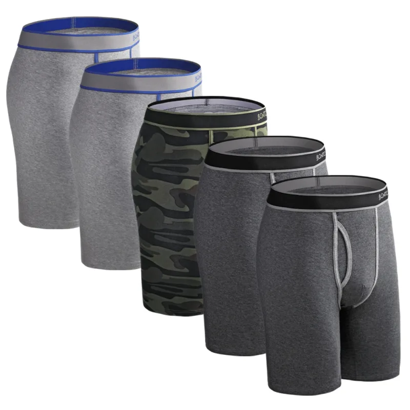 5pcs With Hole Underwear Male Boxershorts Long Boxers For Man Undrewear Cotton Men's Panties Mens Underpants Family Boxer Shorts