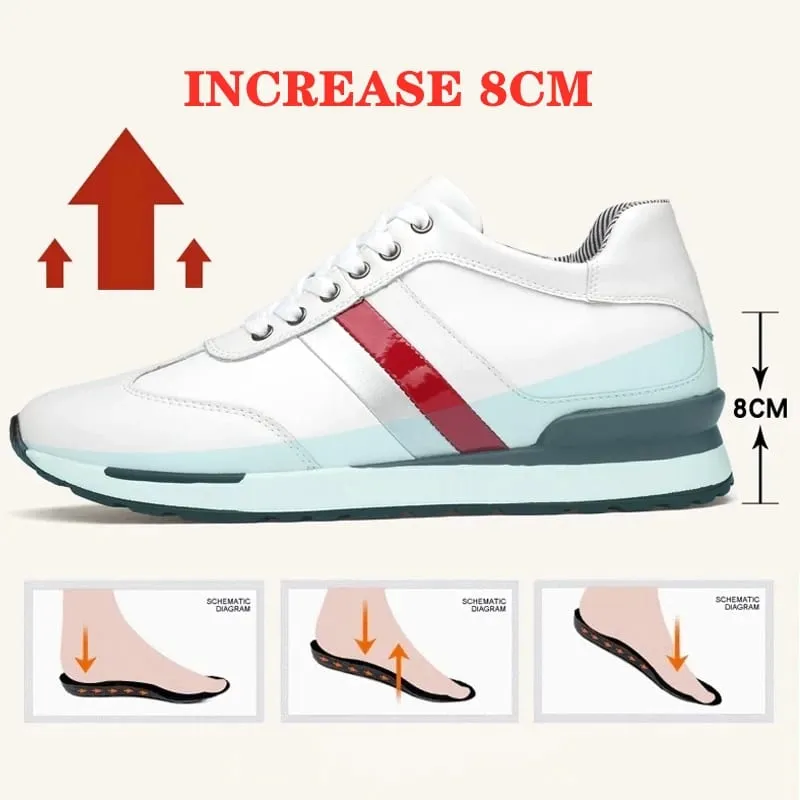 Elevator Shoes Men Sneakers Height Shoes Men Increase Shoes Increase 8CM Leather Lift Sports Leather Shoes Tall Shoes — image 2