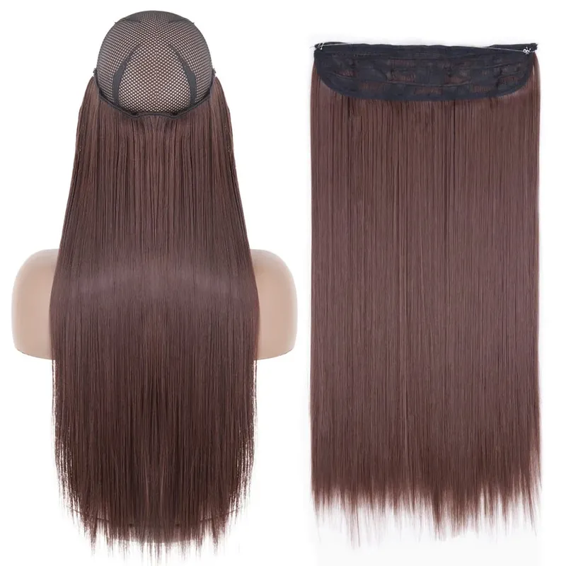 Synthetic No Clip Wave Hair Extensions Hidden Secret False Hairpiece One Piece Fish Line Fake Hair Piece — image 28