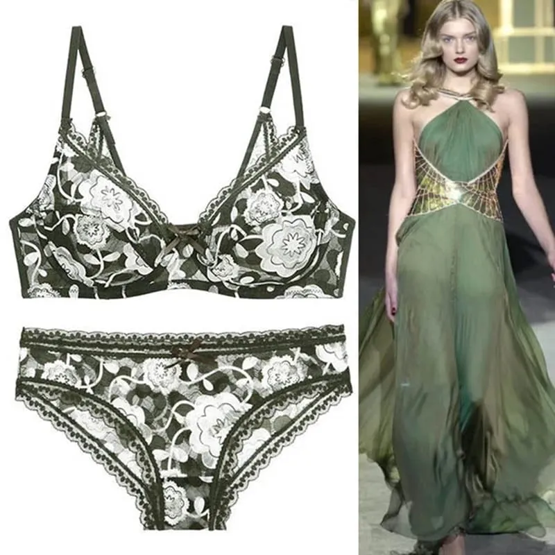 DaiNaFang New Sexy High Quality Women Ultra Thin Thick 75-95 BCDE Cup Bra Sets Lace Push Up Underwear Panties Plus Size Lingerie — image 1