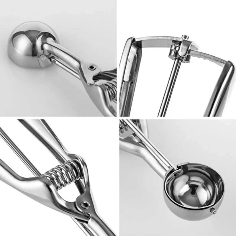 Ice Cream Spoon Kitchen Tools 3 Size Stainless Steel Spring Handle Mash Potato Watermelon Ball Scoop Home Kitchen Accessories — image 6