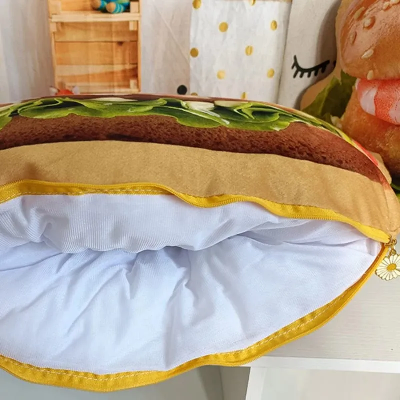 Travesseiro de hambúrguer de pelúcia realista, brinquedo de simulação, travesseiro de lance de hambúrguer de fast food com cobertor, almofada 2 em 1 — image 7