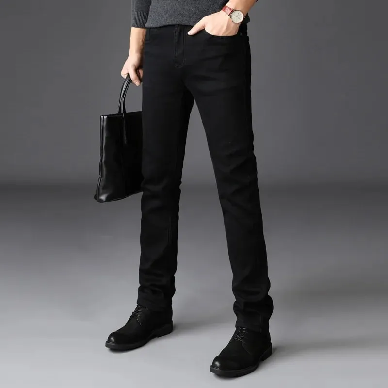 Autumn Summer Denim Jeans Men Straight Stretch Regular Jeans for Man Black Classic Vintage Mens Pant Big Size 29-38 40
