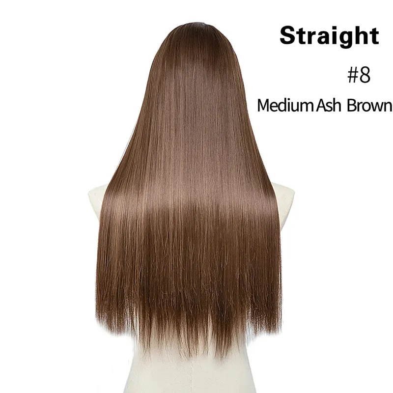 Premium Synthetic Straight U Part Clip in Hair Extension Long Daily Use Clip-on Natural Thick Fake Blonde Hairpieces For Woman — image 12