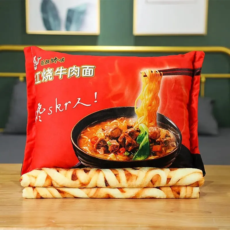 45cm Funny Food Plush Toy Simulation Instant Noodles Plush Pillow with Blanket Stuffed Beef Fried Noodles Gifts Plush Pillow — image 13